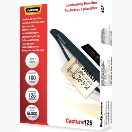 LAMINATOR POUCH GLOSSY CARD/125 100PCS 5306901 FELLOWES