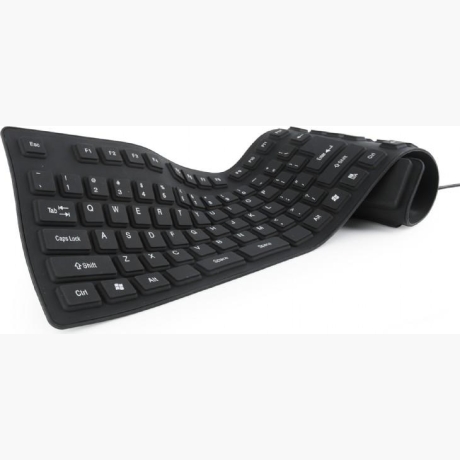 KEYBOARD FLEXIBLE USB ENG/BLACK KB-109F-B GEMBIRD