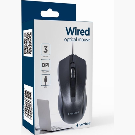 MOUSE USB OPTICAL/BLACK MUS-3B-01 GEMBIRD