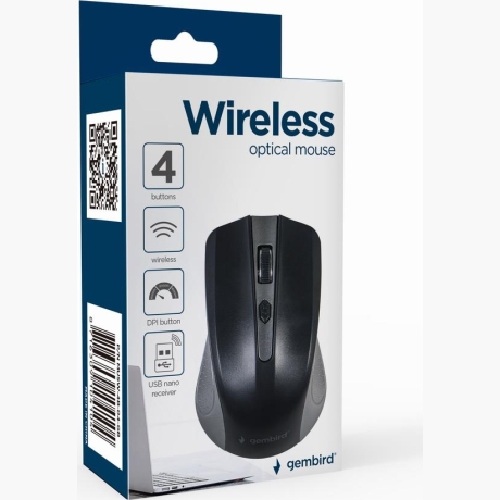 MOUSE USB OPTICAL WRL GREY/BLACK MUSW-4B-04-GB GEMBIRD