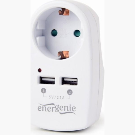 CHARGER USB WITH P/T AC SOCKET/EG-ACU2-02 GEMBIRD