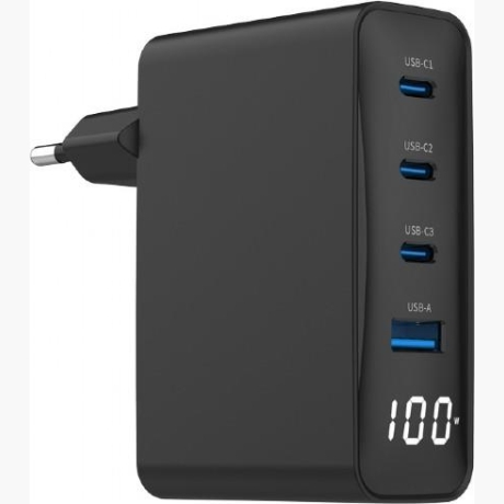 CHARGER USB 100W 4PORT GAN/TA-UC-PDQC100LCD-01-BK GEMBIRD