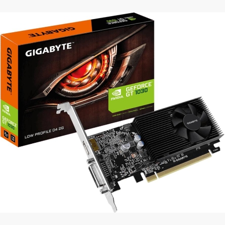 Graphics Card|GIGABYTE|NVIDIA GeForce GT 1030|2 GB|GDDR4|64 bit|PCIE 3.0 16x|Memory 2100 MHz|GPU 1177 MHz|Single Slot Fansink|1xDVI-D|1xHDMI|GV-N1030D4-2GL