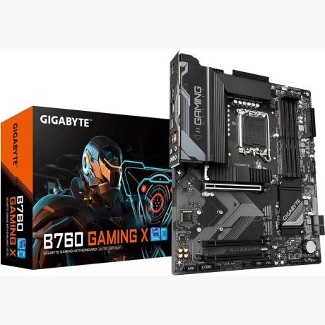 Mainboard|GIGABYTE|Intel B760 Express|LGA1700|ATX|Memory DDR5|Memory slots 4|2xPCI-Express 3.0 16x|1xPCI-Express 4.0 16x|3xM.2|1xHDMI|1xDisplayPort|5xUSB 2.0|2xUSB 3.2|1xUSB-C|1xRJ45|6xAudio port|B760GAMINGX