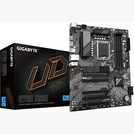 Mainboard|GIGABYTE|Intel B760 Express|LGA1700|ATX|Memory DDR5|Memory slots 4|4xPCI-Express 3.0 1x|1xPCI-Express 4.0 16x|2xM.2|1xHDMI|1xDisplayPort|4xUSB 2.0|1xUSB 3.2|1xUSB-C|1xPS/2|1xRJ45|3xAudio port|B760DS3H