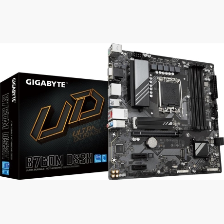 Mainboard|GIGABYTE|Intel B760 Express|LGA1700|Micro-ATX|Memory DDR5|Memory slots 4|2xPCI-Express 3.0 1x|1xPCI-Express 4.0 16x|2xM.2|1x15pin D-sub|1xHDMI|2xDisplayPort|2xUSB 2.0|3xUSB 3.2|1xUSB-C|1xPS/2|1xRJ45|3xAudio port|B760MDS3H