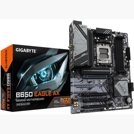 Mainboard|GIGABYTE|AMD B650|SAM5|ATX|Memory DDR5|Memory slots 4|1xPCI-Express 16x|3xPCI-Express 3.0 16x|3xM.2|2xHDMI|1xDisplayPort|6xUSB 2.0|2xUSB 3.2|1xUSB-C|1xRJ45|3xAudio port|B650EAGLEAX1.1