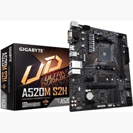 Mainboard|GIGABYTE|AMD A520|SAM4|Micro-ATX|Memory DDR4|Memory slots 2|2xPCI-Express 3.0 1x|1xPCI-Express 3.0 16x|1xM.2|1x15pin D-sub|1xDVI-D|1xHDMI|2xAV-In|1xAV-out|2xUSB 2.0|4xUSB 3.2|1xPS/2|1xRJ45|A520MS2H1.3