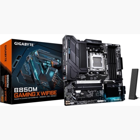 Mainboard|GIGABYTE|AMD B850|SAM5|Micro-ATX|Memory DDR5|Memory slots 4|1xPCI-Express 3.0 4x|1xPCI-Express 5.0 16x|2xM.2|1xHDMI|2xDisplayPort|4xUSB 2.0|2xUSB 3.2 type B|1xUSB 3.2|1xUSB-C|1xPS/2|1xRJ45|3xAudio port|B850MGAMINGXWF6E