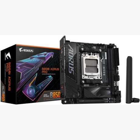 Mainboard|GIGABYTE|AMD B850|SAM5|Mini-ITX|Memory DDR5|Memory slots 2|1xPCI-Express 16x|2xM.2|1xHDMI|2xUSB 2.0|2xUSB 3.2 type B|2xUSB 3.2|1xUSB-C|1xRJ45|2xAudio port|B850IAORUSPRO
