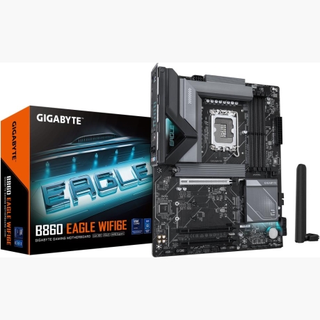 Mainboard|GIGABYTE|Intel B860 Express|LGA1851|ATX|Memory DDR5|Memory slots 4|3xPCI-Express 16x|3xM.2|1xHDMI|1xDisplayPort|1xAudio-In|1xAudio-Out|1xMicrophone|4xUSB 2.0|1xUSB 3.2|1xUSB-C|1xPS/2|1xRJ45|B860EAGLEWIFI6E1.0