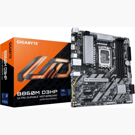 Mainboard|GIGABYTE|Intel B860 Express|LGA1851|Micro-ATX|Memory DDR5|Memory slots 4|2xPCI-Express 1x|1xPCI-Express 16x|2xM.2|1xHDMI|1xDisplayPort|1xAudio-In|1xAudio-Out|1xMicrophone|3xUSB 2.0|3xUSB 3.2|1xPS/2|1xRJ45|B860MD3HP1.0