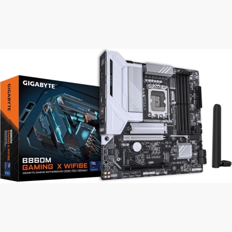 Mainboard|GIGABYTE|Intel B860 Express|LGA1851|Micro-ATX|Memory DDR5|Memory slots 4|2xPCI-Express 16x|2xM.2|1xHDMI|1xDisplayPort|1xAudio-In|1xAudio-Out|1xMicrophone|5xUSB 2.0|3xUSB 3.2|1xUSB-C|1xRJ45|B860MGAMINGXWIFI6E1.0