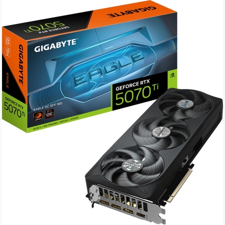 Graphics Card|GIGABYTE|NVIDIA GeForce RTX 5070 Ti|16 GB|GDDR7|256 bit|PCIE 5.0 16x|Triple slot Fansink|1xHDMI|3xDisplayPort|GV-N507TEAGLEOC-16GD1.0