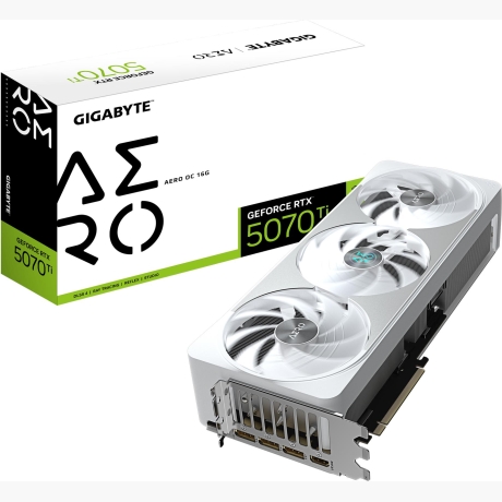 Graphics Card|GIGABYTE|NVIDIA GeForce RTX 5070 Ti|16 GB|GDDR7|256 bit|PCIE 5.0 16x|GPU 2588 MHz|Dual Slot Fansink|1xHDMI|3xDisplayPort|GV-N507TAEROOC-16GD1.0