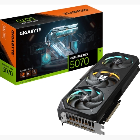 Graphics Card|GIGABYTE|NVIDIA GeForce RTX 5070|12 GB|GDDR7|192 bit|PCIE 5.0 16x|GPU 2625 MHz|Triple slot Fansink|1xHDMI|3xDisplayPort|GV-N5070GAMINGOC-12GD