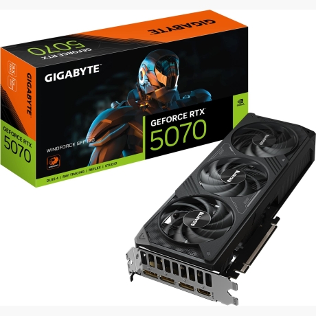Graphics Card|GIGABYTE|NVIDIA GeForce RTX 5070|12 GB|GDDR7|192 bit|PCIE 5.0 16x|GPU 2512 MHz|Triple slot Fansink|GV-N5070WF3-12GD1.0