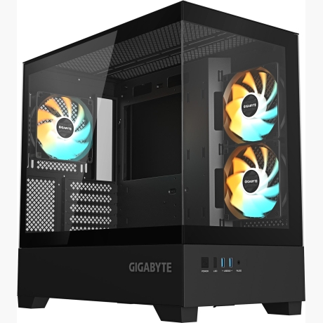 Case|GIGABYTE|C201 PANORAMIC|MidiTower|Case product features Rackmountable/Removeable HDD basket/Transparent panel|Not included|MicroATX|MiniITX|Colour Black|GB-C201P