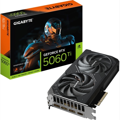 Graphics Card|GIGABYTE|NVIDIA GeForce RTX 5060 Ti|8 GB|GDDR7|128 bit|PCIE 5.0 16x|GPU 2587 MHz|Dual Slot Fansink|1xHDMI|3xDisplayPort|GV-N506TWF2OC-8GD
