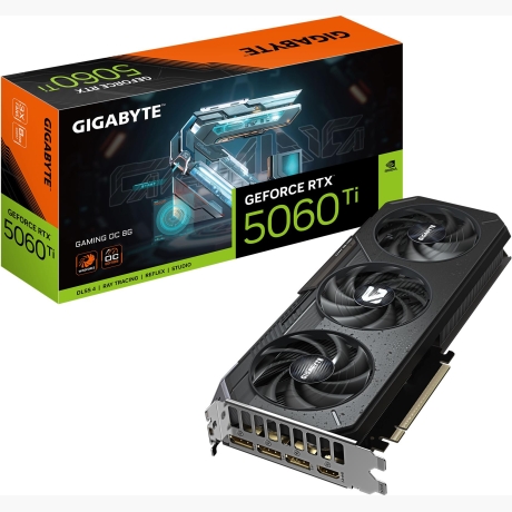 Graphics Card|GIGABYTE|NVIDIA GeForce RTX 5060 Ti|8 GB|GDDR7|128 bit|PCIE 5.0 16x|GPU 2647 MHz|Triple slot Fansink|1xHDMI|3xDisplayPort|GV-N506TGAMINGOC-8GD