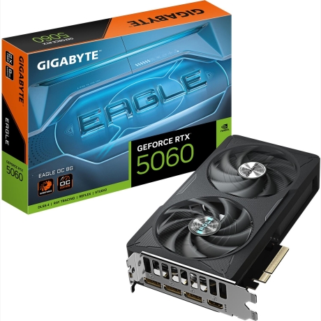 Graphics Card|GIGABYTE|NVIDIA GeForce RTX 5060|8 GB|GDDR7|128 bit|PCIE 5.0 16x|GPU 2550 MHz|Dual Slot Fansink|GV-N5060EAGLEOC-8GD