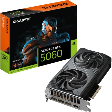 Graphics Card|GIGABYTE|NVIDIA GeForce RTX 5060|8 GB|GDDR7|128 bit|PCIE 5.0 16x|GPU 2512 MHz|GV-N5060WF2OC-8GD