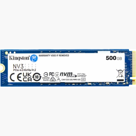 SSD|KINGSTON|NV3|500GB|M.2|PCIE|NVMe|3D NAND|Write speed 3000 MBytes/sec|Read speed 5000 MBytes/sec|TBW 160 TB|MTBF 200000 hours|SNV3S/500G