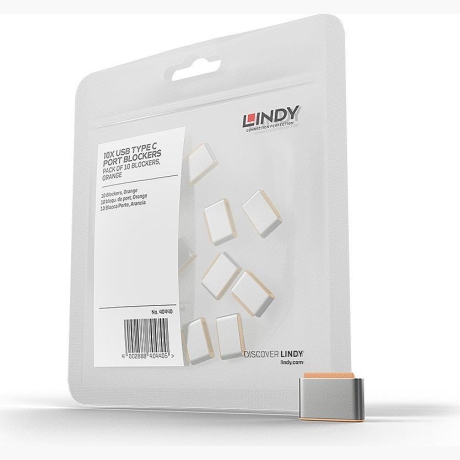 USB PORT TYPE-C BLOCKER 10PACK/ORANGE 40440 LINDY