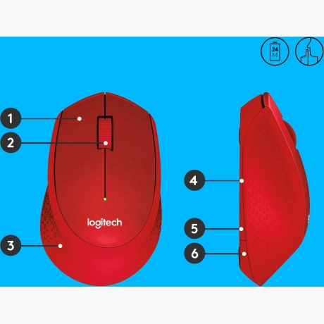 MOUSE USB OPTICAL WRL M330/SILENT RED 910-004911 LOGITECH