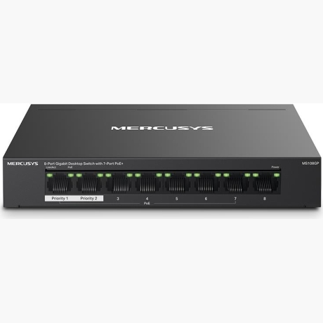Switch|MERCUSYS|MS108GP|Desktop/pedestal|8x10Base-T / 100Base-TX / 1000Base-T|PoE+ ports 7|MS108GP