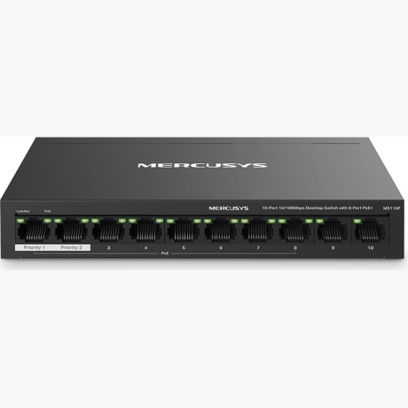 Switch|MERCUSYS|Desktop/pedestal|10x10Base-T / 100Base-TX|PoE+ ports 8|MS110P