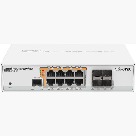 Switch|MIKROTIK|8x10Base-T / 100Base-TX / 1000Base-T|4xSFP|1xConsole|CRS112-8P-4S-IN