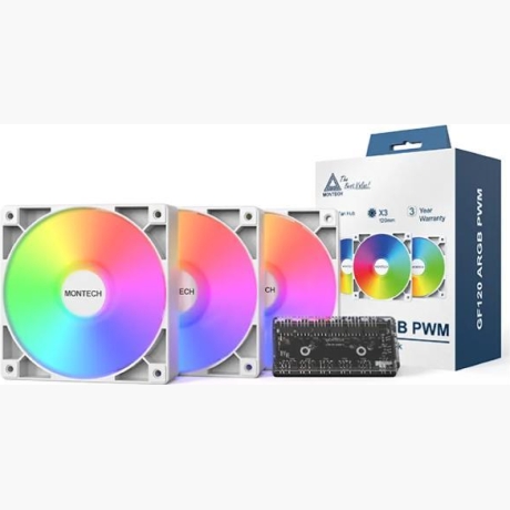 CASE FAN 120MM GF120R V2/ARGB PWM 3I1 (W) MONTECH