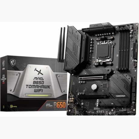 Mainboard|MSI|AMD B650|SAM5|ATX|Memory DDR5|Memory slots 4|1xPCI-Express 1x|2xPCI-Express 16x|3xM.2|1xHDMI|1xDisplayPort|2xUSB 2.0|7xUSB 3.2|1xUSB-C|1xOptical S/PDIF|1xRJ45|5xAudio port|MAGB650TOMAHAWKWIFI