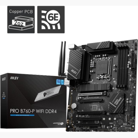 Mainboard|MSI|Intel B760 Express|LGA1700|ATX|Memory DDR4|Memory slots 4|5xPCI-Express 5.0 16x|2xM.2|1xHDMI|1xDisplayPort|4xUSB 2.0|2xUSB 3.2|1xUSB-C|1xPS/2|1xOptical S/PDIF|1xRJ45|5xAudio port|PROB760-PWIFIDDR4