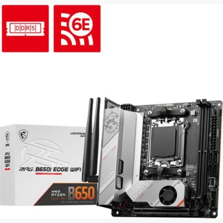 Mainboard|MSI|AMD B650|SAM5|Mini-ITX|Memory DDR5|Memory slots 2|1xPCI-Express 16x|2xM.2|1xHDMI|5xUSB 3.2|1xUSB-C|1xRJ45|3xAudio port|MPGB650IEDGEWIFI