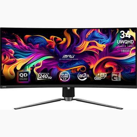 Monitor|MSI|34"|Gaming/Curved/21 : 9|Panel QD-OLED|3440x1440|240|Matte|0.03 ms|Swivel|Height adjustable|Tilt|Colour Black|MPG341CQPXQD-OLED