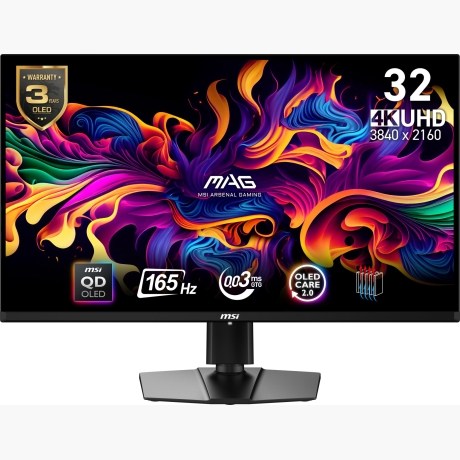 Monitor|MSI|31.5"|Gaming|Panel QD-OLED|3840x2160|16:9|165Hz|0.03 ms|Swivel|Pivot|Height adjustable|Tilt|Colour Black|MAG321UPQD-OLED