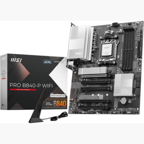 Mainboard|MSI|AMD B840|SAM5|ATX|Memory DDR5|Memory slots 4|5xPCI-Express 16x|2xM.2|1xHDMI|1xAudio-In|1xAudio-Out|1xMicrophone|4xUSB 2.0|3xUSB 3.2|1xUSB-C|1xRJ45|PROB840-PWIFI