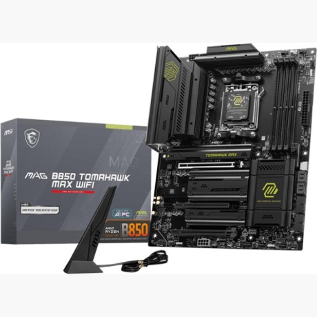 Mainboard|MSI|AMD B850|SAM5|ATX|Memory DDR5|Memory slots 4|3xPCI-Express 16x|4xM.2|1xHDMI|1xAudio-In|1xAudio-Out|4xUSB 2.0|1xUSB 3.0|2xUSB 3.2|3xUSB-C|1xRJ45|B850TOMAHAWKMAXWIFI