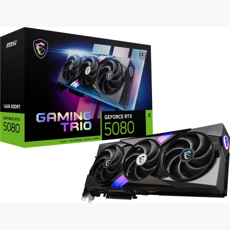 Graphics Card|MSI|NVIDIA GeForce RTX 5080|16 GB|GDDR7|256 bit|PCIE 5.0 16x|Dual Slot Fansink|1xHDMI|3xDisplayPort|RTX508016GGAMTRIOOC