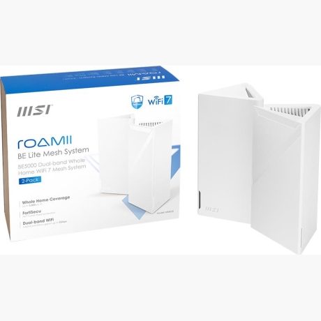 Wireless Router|MSI|2-pack|5000 Mbps|Mesh|Wi-Fi 5|Wi-Fi 6|Wi-Fi 7|IEEE 802.11a|IEEE 802.11b|IEEE 802.11g|MRBE50-2PK