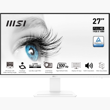 LCD Monitor|MSI|PRO MP273AW|27"|Business|Panel IPS|1920x1080|16:9|100Hz|Matte|4 ms|Speakers|Tilt|Colour White|PROMP273AW
