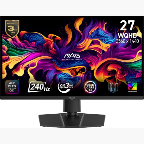 Monitor|MSI|MAG 271QP QD-OLED X24|26.5"|Gaming|Swivel|Pivot|Height adjustable|Tilt|Matte|Panel QD-OLED|2560x1440|16:9|240 ??|0.03 ms|Colour Black|MAG271QPQDOLEDX24