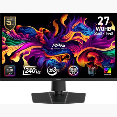Monitor|MSI|MAG 273QP QD-OLED X24|26.5"|Gaming|Matte|Panel QD-OLED|2560x1440|16:9|240Hz|0.03 ms|Colour Black|MAG273QPQD-OLEDX24