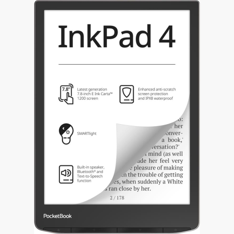E-Reader|POCKETBOOK|InkPad 4|7.8"|1872x1404|1xAudio-Out|1xUSB-C|Micro SD|Wireless LAN|Bluetooth|PB743G-U-WW