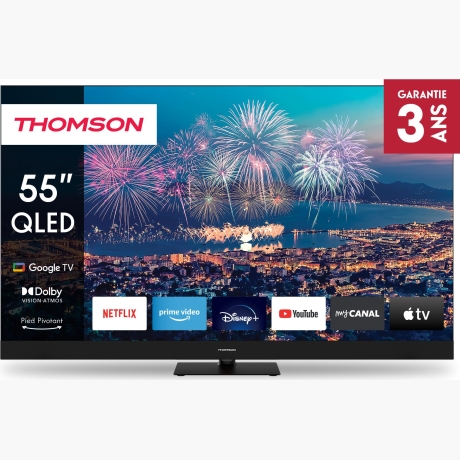 TV Set|THOMSON|55"|4K/Smart|QLED|3840x2160|Wireless LAN|Bluetooth|Google TV|Black|55QG6C14