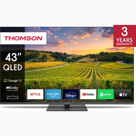 TV Set|THOMSON|43"|4K/Smart|QLED|3840x2160|Bluetooth|Google TV|43QG5C14