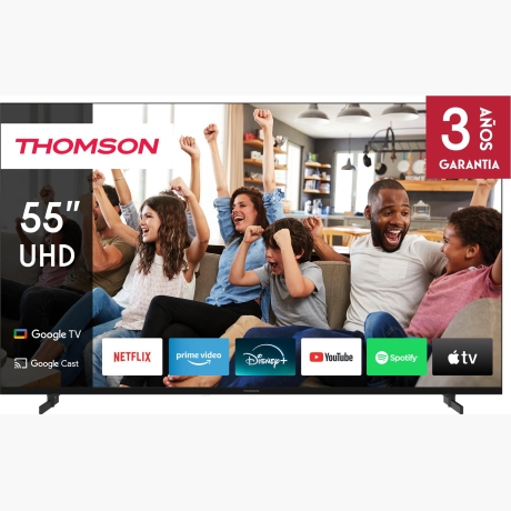 TV Set|THOMSON|55"|4K/Smart|QLED|3840x2160|Google TV|Black|55UG4S14
