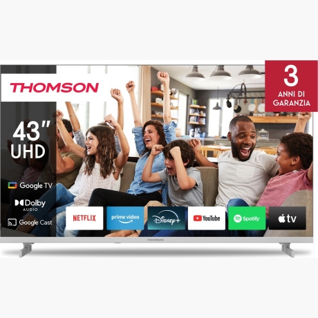 TV Set|THOMSON|43"|4K/Smart|QLED|3840x2160|Google TV|White|43UG4S14W